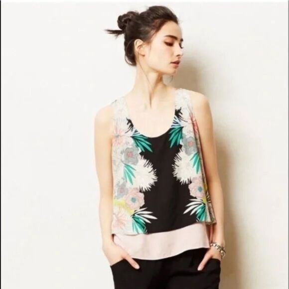 Anthropologie Corey Lynn Calter Anana Tank Top Layered Slit Back Size Small - Picture 2 of 4